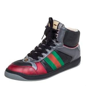 Gucci Multicolor Leather Screener High-Top Sneakers Size 45
