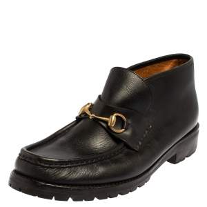 مملوكة مسبقًا Gucci Black Leather Horsebit Loafer Size 46