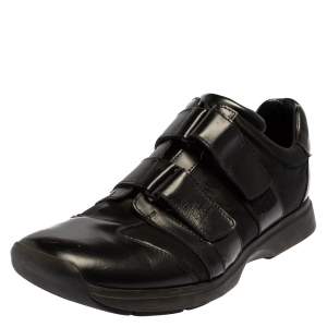 Gucci Black Leather And Mesh Double Velcro Sneakers Size 45