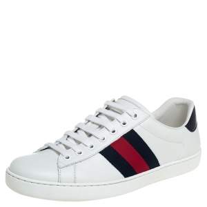 Gucci White Leather Ace Low Top Sneakers Size 40