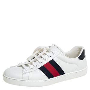 Gucci White Leather  Ace Low Top Sneakers Size 40 