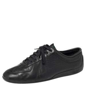 Gucci Black Guccissima Leather Low Top Sneakers Size 42.5