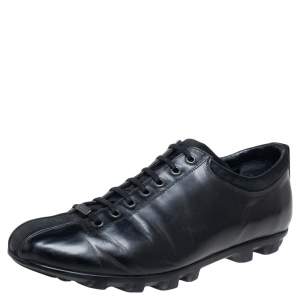 Gucci Black Leather Lace Up Sneakers Size 44