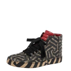 Gucci Black-Beige GG Canvas Caleido High Top Sneakers Size 40