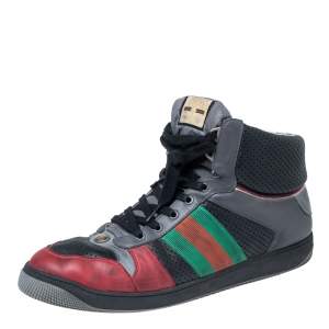 Gucci Multicolor Leather Screener High-Top Sneakers Size 45