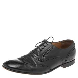 حذاء أكسفورد غوتشي أربطة شراشيب بامبو جلد أسود مقاس 42
