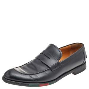 Gucci Black Leather Slip On Loafers Size 41