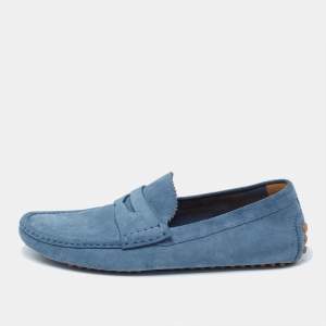 Gucci Blue Suede  Slip On Driving Loafers Size 42.5