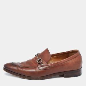 Gucci Brown Ombre Leather Horsebit Loafers Size 44
