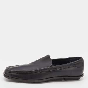 Gucci Dark Brown Leather Slip On Loafers Size 43.5