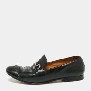 Gucci Black Leather Horsebit Slip On Loafers Size 43.5