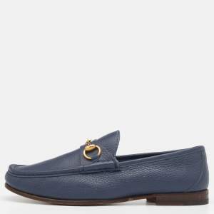 Gucci Blue Leather Horsebit Loafer Size 41