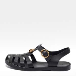 Gucci Black Rubber GG Buckle Strap Sandals Size 40