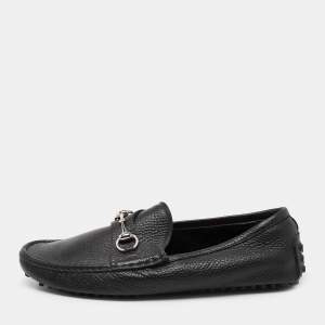 Gucci Black Leather Horsebit Loafers Size 43.5