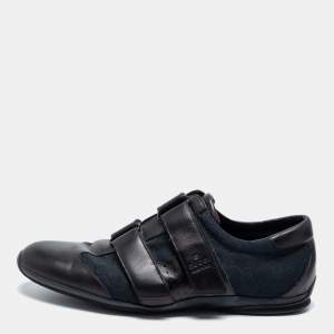 Gucci Black Canvas And Leather Low Top  Sneakers  Size 42.5