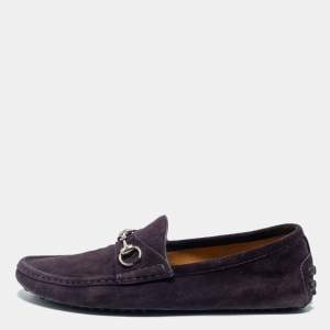 Gucci Purple  Suede Horsebit Slip On  Loafers Size  42