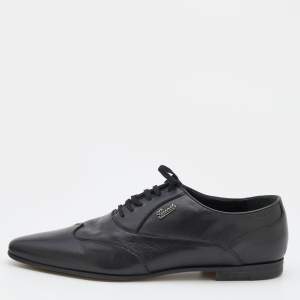 Gucci Black Leather Wingtip Lace Up Oxfords Size 43