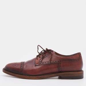 Gucci Brown Brogue Leather Lace Up Derby Size 40.5