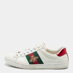 Gucci White Leather Ace Sneakers Size 41.5