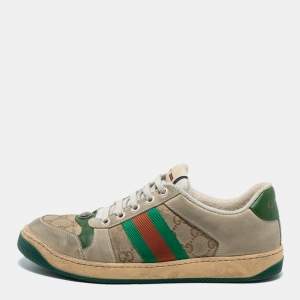 Gucci Multicolor Canvas And Leather Screener Sneakers Size 40