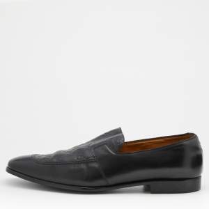 Gucci Black Guccissima Leather Slip On Loafers Size 43