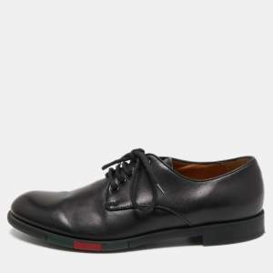 Gucci Black Leather Lace Up Oxfords Size  41.5