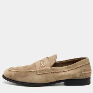 Gucci Grey Suede Horsebit Slip On Loafers Size 45.5