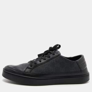 Gucci Black GG Supreme Canvas and Leather Low Top Sneakers Size 42