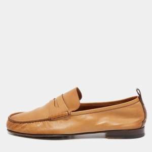 Gucci Brown Leather Slip On Loafers Size 44