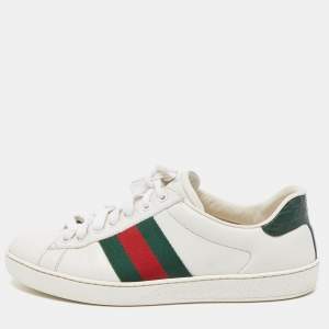 Gucci White Leather Ace Sneakers Size 40