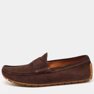 Gucci Brown Suede Slip On Loafers Size 43 