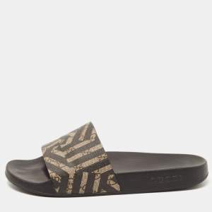 Gucci Two Tone GG Supreme Printed Canvas Slides Size 40