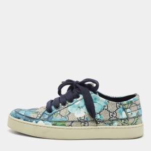 Gucci Multicolor Canvas Blooms Print GG Low Top Sneakers Size 39.5