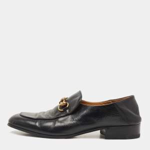 Gucci Black Leather Horsebit Loafers Size 41