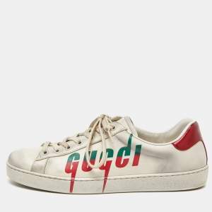 Gucci Off White Leather Ace Low Top Sneakers Size 42