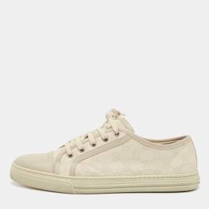 Gucci Two Tone GG Canvas and Leather Cap Toe Low Top Sneakers Size 41.5