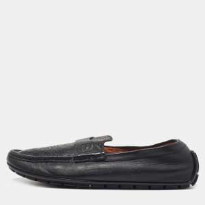 Gucci Black Microguccissima Leather Slip On Loafers Size 40.5 