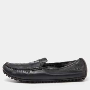 Gucci Black Guccissima Leather Penny Loafers Size 44