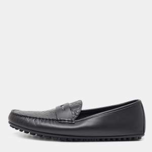 Gucci Black Guccissima Leather Penny Slip On Loafers size 44.5