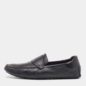 Gucci Black Leather Slip On Loafers Size 44.5