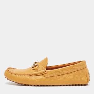 Gucci Yellow Leather Horsebit Slip On Loafers Size 42