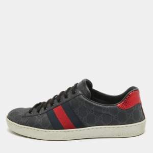 Gucci Two Tone GG Supreme Canvas Ace Sneakers Size 43