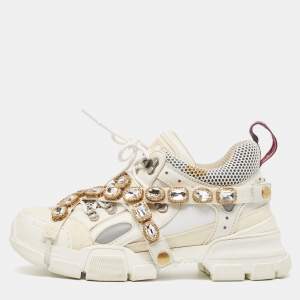 Gucci Cream Mesh and Leather Flashtrek Sneakers Size 39.5