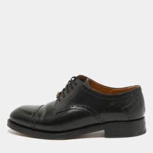 Gucci Black Leather Brogue Lace Up Oxfords Size 44