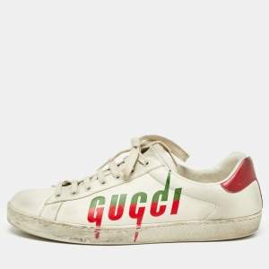 Gucci Off White Leather Gucci Blade Ace Sneakers Size 44.5