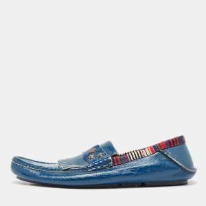 Gucci Blue Patent Slip On Loafers Size 41.5