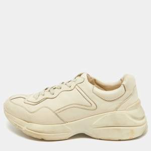 Gucci Cream Leather Rhyton Sneakers Size 43 