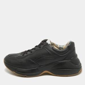 Gucci Black Leather Rhyton Sneakers Size 43