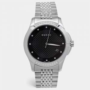 Gucci Black Stainless Steel G-Timeless YA126408 Unisex Wristwatch 38 mm