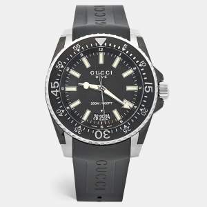 Gucci Black PVD Coated Stainless Steel Rubber Dive 136.2 Men's Wristwatch 45 mm